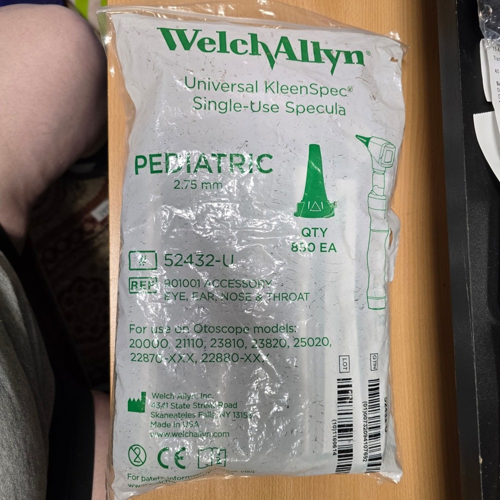 Welch Allyn 52432-U Universal KleenSpec Pediatric Otoscope Specula 2.75mm 850Qty